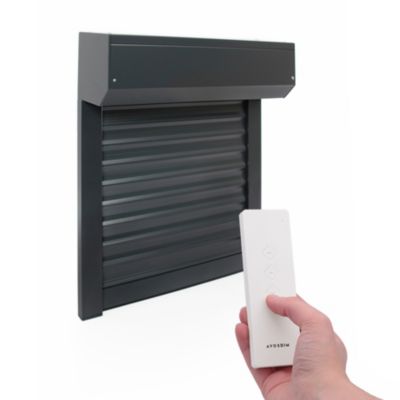 Volet Roulant Électrique Radio - Alu Gris Anthracite - L150 x H220 cm - Motorise avec telecommande incluse - Recoupable
