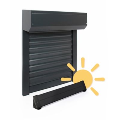 Volet Roulant Électrique Solaire - Alu Gris Anthracite - L120 x H140 cm - Motorise - Recoupable