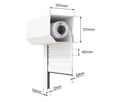 Volet Roulant Manuel à Sangle - Alu Blanc - L80 x H100 cm - Manoeuvre manuelle - Recoupable