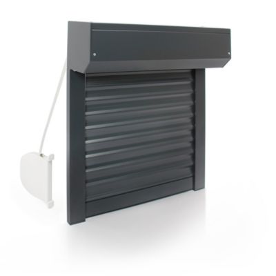 Volet Roulant Manuel à Sangle - Alu Gris Anthracite - L120 x H120 cm - Manoeuvre manuelle - Recoupable