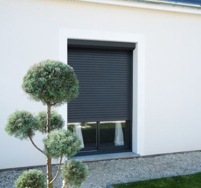 Volet Roulant Manuel à Sangle - Alu Gris Anthracite - L120 x H120 cm - Manoeuvre manuelle - Recoupable