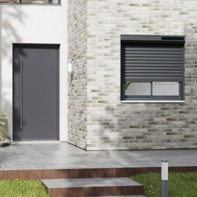 Volet roulant solaire aluminium anthracite - ouverture motorisée - Fortia - l.100 x H.125 cm