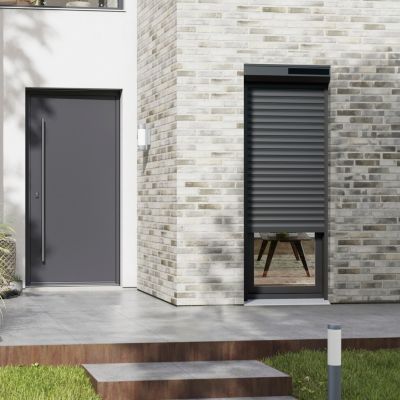 Volet roulant solaire aluminium anthracite - ouverture motorisée - Fortia - l.80 x H.205 cm