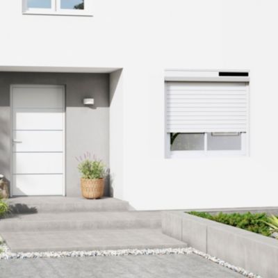Volet roulant solaire aluminium blanc - ouverture motorisée - Fortia - l.100 x H.135 cm
