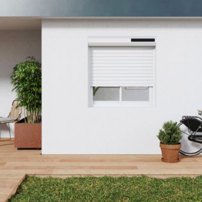 Volet roulant solaire aluminium blanc - ouverture motorisée - Fortia - l.120 x H.125 cm