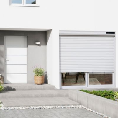 Volet roulant solaire aluminium blanc - ouverture motorisée - Fortia - l.180 x H.215 cm