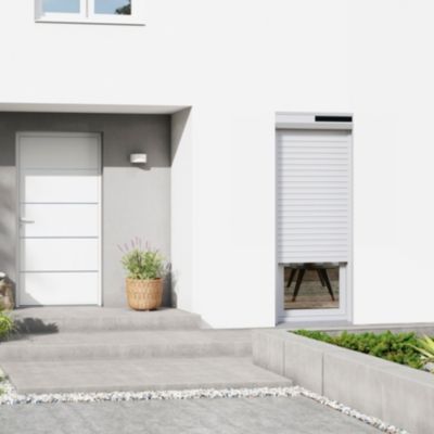 Volet roulant solaire aluminium blanc - ouverture motorisée - Fortia - l.80 x H.205 cm