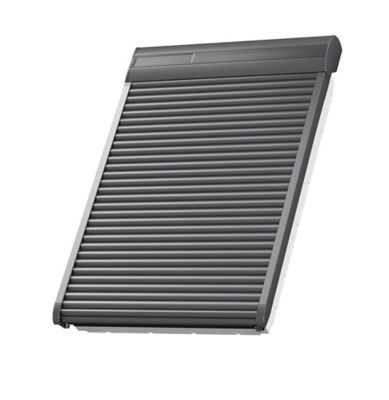 Volet roulant solaire ouverture motorisée Velux SSL SK08 en aluminium coloris gris l.114 x H.140 cm