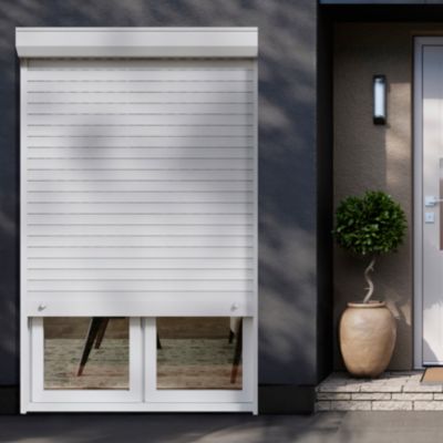 Volet roulant uPVC blanc - ouverture manuelle par sangle - Fortia - l.120 x H.215 cm