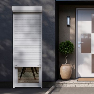 Volet roulant uPVC blanc - ouverture manuelle par sangle - Fortia - l.80 x H.205 cm