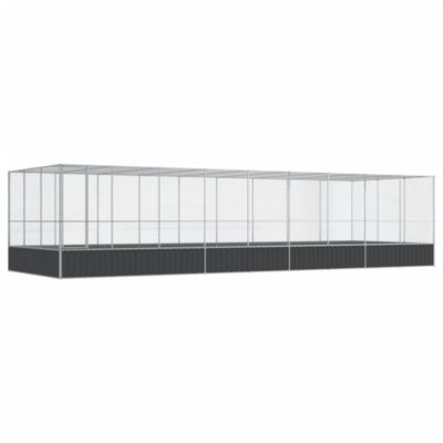 Volière avec extension argenté 932x307x212 cm acier vidaXL