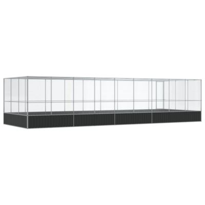 Volière avec extension argenté 932x307x212 cm acier vidaXL