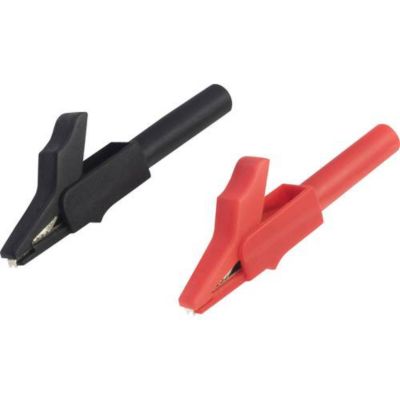 VOLTCRAFT MSK-102 lot de 2 mini-pinces crocodiles de sécurité femelle 4 mm noir et rouge