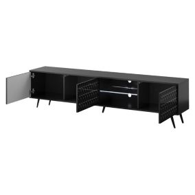 Wairoa - meuble TV 3 portes et 2 niches - noir - 175 cm - Best Mobilier