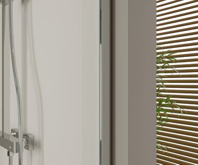 Walk-In Nano EX103 10 mm verre Super White - 200x120cm (HxL), Chrome, Barre de fixation, Avec LED blanc