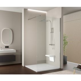 Walk-In Nano EX103 10 mm verre Super White, 200x120cm, ronde, Chrome, Avec LED blanc