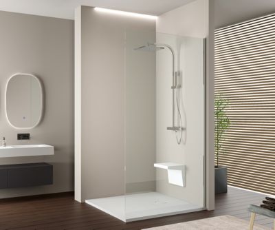 Walk-In Nano EX103 10 mm verre Super White, 200x90cm, Chrome, Avec LED blanc