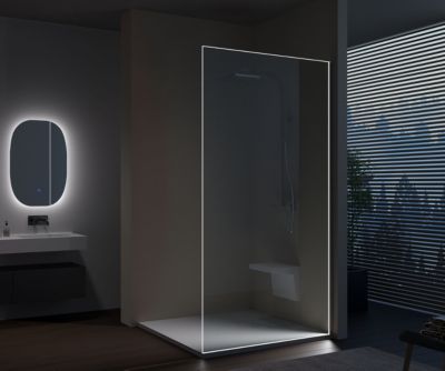 Walk-In Nano EX103 10 mm verre Super White, 200x90cm, Chrome, Avec LED blanc