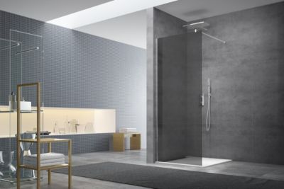 Walk-in Paroi de douche à l'italienne 77x200 cm, Verre fumé Easy Clean (WI80KS)