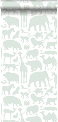 Walls4You papier peint animaux de la jungle vert clair et blanc - 0,53 x 10,05 m - 935318