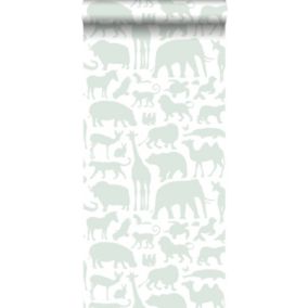 Walls4You papier peint animaux de la jungle vert clair et blanc - 0,53 x 10,05 m - 935318