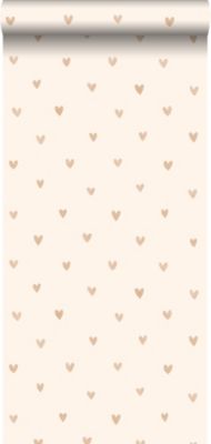 Walls4You papier peint confettis de coeurs beige et or - 53 cm x 10.05 m - 935291