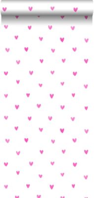 Walls4You papier peint confettis de coeurs rose et blanc - 0,53 x 10,05 m - 935292