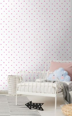 Walls4You papier peint confettis de coeurs rose et blanc - 0,53 x 10,05 m - 935292