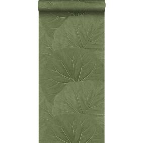 Walls4You papier peint feuilles tropicales vert olive grisé - 0,53 x 10,05 m - 935305