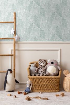 Walls4You papier peint feuilles vert et blanc - 0,53 x 10,05 m - 935309