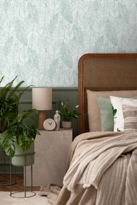 Walls4You papier peint feuilles vert et blanc - 53 cm x 10.05 m - 935309