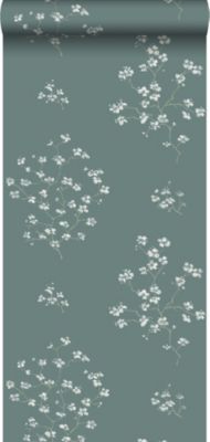 Walls4You papier peint fleurs bleu canard - 0,53 x 10,05 m - 935339