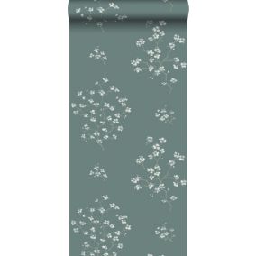 Walls4You papier peint fleurs bleu canard - 0,53 x 10,05 m - 935339