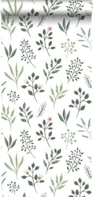 Walls4You papier peint fleurs des champs vert et blanc - 0,53 x 10,05 m - 935320