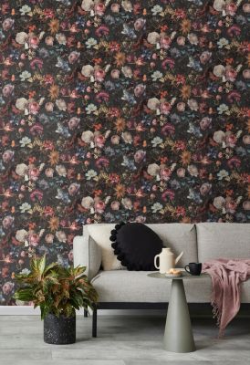 Walls4You papier peint fleurs gris, rose et bleu - 0,53 x 10,05 m - 935330