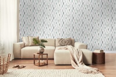 Walls4You papier peint plumes gris, bleu et blanc - 53 cm x 10,05 m - 935296