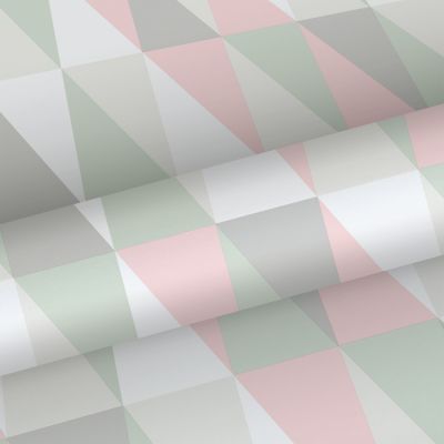 Walls4You papier peint triangles géométriques graphiques vert, rose et gris - 53 cm x 10,05 m - 935301