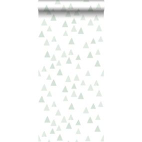 Walls4You papier peint triangles vert clair et blanc - 0,53 x 10,05 m - 935319