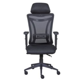 WALLY - Fauteuil de Bureau Tissu Mesh Noir et Appui-Tête