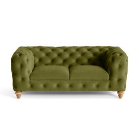 Walter - canapé 2 places chesterfield en velours - pieds bois - Lisa Design