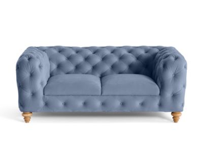 Walter - canapé 2 places chesterfield en velours - pieds bois - Lisa Design