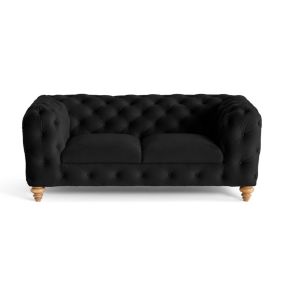 Walter - canapé 2 places chesterfield en velours - pieds bois - Lisa Design