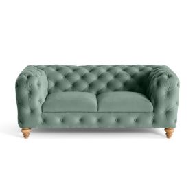 Walter - canapé 2 places chesterfield en velours - pieds bois - Lisa Design