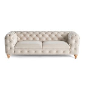 Walter - canapé 3 places chesterfield en velours - pieds bois - Lisa Design