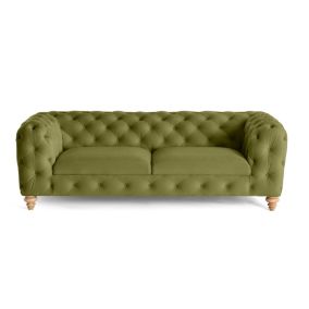 Walter - canapé 3 places chesterfield en velours - pieds bois - Lisa Design