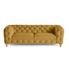 Walter - canapé 3 places chesterfield en velours - pieds bois - Lisa Design