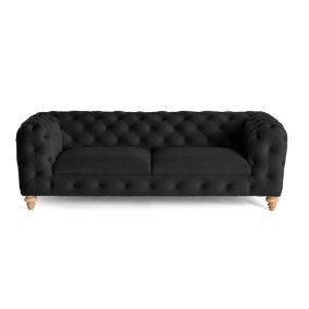 Walter - canapé 3 places chesterfield en velours - pieds bois - Lisa Design