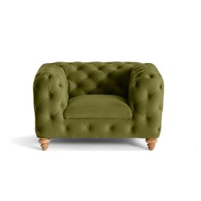 Walter - fauteuil chesterfield en velours - pieds bois - Lisa Design