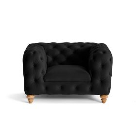 Walter - fauteuil chesterfield en velours - pieds bois - Lisa Design