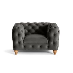 Walter - fauteuil chesterfield en velours - pieds bois - Lisa Design